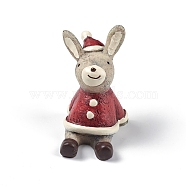 Christmas Theme Resin Display Decorations, for Home Office Tabletop Decoration, Rabbit, 40x31x40mm(DJEW-R008-01C)