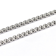 304 Stainless Steel Box Chains, Unwelded, Stainless Steel Color, 1.6x3mm(CHS-L001-29-3mm)