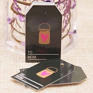 Paper Gift Tags, Hange Tags, For Arts and Crafts, Valentine's Day, Rectangle with Bottle and Heart Pattern, Black, 50x30x0.4mm, Hole: 3mm(CDIS-P001-E02-B)