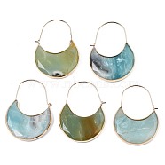 Moon Shape Dyed Natural Amazonite Hoop Earrings for Girl Women, Dangle Earrings with Brass Findings, 44~51x36.5x4~6mm, Pin: 1mm(G-S344-107)