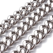 201 Stainless Steel Curb Chain, Twisted link Chains, Faceted, Unwelded, Stainless Steel Color, 14x11.5~12x4.5~5mm(CHS-P007-05P)