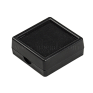 Plastic Jewelry Set Boxes, with Velvet Inside, Square, Black, 40x40x15mm(X-OBOX-G007-03A)