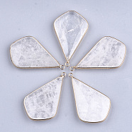 Natural Quartz Crystal Big Pendants, Rock Crystal, with Brass Findings, Arrows, Golden, 51~53x30~32x7~8mm, Hole: 2mm(G-S344-28C)