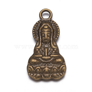 Tibetan Style Alloy Pendants, Bodhisattva, Cadmium Free & Nickel Free & Lead Free, Antique Bronze, 26x14x4mm, Hole: 2mm(X-PALLOY-K1363-AB-NR)