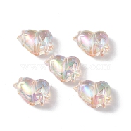 Transparent Acrylic Beads, AB Color Plated, Heart with Star, Bisque, 14.5x19.5x10mm, Hole: 2mm, 5pcs/bag(X-OACR-B005-01B)