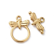 Ion Plating(IP) 304 Stainless Steel Toggle Clasps, Butterfly, Real 18K Gold Plated, 19x14x2mm, Hole: 1.6mm(STAS-A092-06B-G)