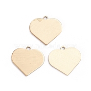 Brass Pendants, Stamping Blank Tag, Long-Lasting Plated, Heart, Brushed Antique Bronze, 18x20x1mm, Hole: 1.6mm(KK-E784-03AB)