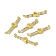 Rack Plating Brass Micro Pave Clear Cubic Zirconia Connector Charms, Real 18K Gold Plated, Long-Lasting Plated, Cadmium Free & Nickel Free & Lead Free, Letter Links, Letter.Q, 6x28x3mm, Hole: 1.2mm(KK-C007-37G-Q)