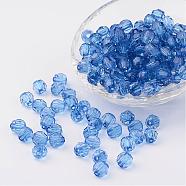 Transparent Acrylic Beads, Faceted, Round, Cornflower Blue, 8mm, Hole: 1.5mm, about 1800pcs/500g(DB8mmC-31)