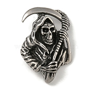 316 Surgical Stainless Steel Micro Pave Cubic Zirconia Pendants, Skull, Black, 36x25x13mm, Hole: 4x6mm(STAS-Z073-120AS)