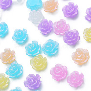 Resin Cabochons, with Glitter Powder, Flower, Mixed Color, 7.5x8x5mm(CRES-N030-025-C)