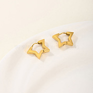 Fashionable Hoop Earrings for Women and Men, Geometric Earrings in Retro Style, Star, Real 18K Gold Plated, 12x18mm(YH2464-2)