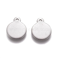 304 Stainless Steel Charms, Stamping Blank Tag, Flat Round, Stainless Steel Color, 12.5x10x0.9mm, Hole: 1.4mm(X-STAS-E482-12A)