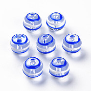 Transparent Glass Beads, with Enamel, Round, Blue, 12x11.5mm, Hole: 1.5~1.8mm(GLAA-N049-001A)