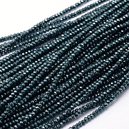 Faceted Rondelle Full Rainbow Plated Electroplate Glass Beads Strands, Prussian Blue, 2.8~3x2mm, Hole: 0.8mm, about 200pcs/strand, 15.1 inch(EGLA-M004-2mm-A05)