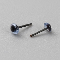 Glass Craft Needle Felting Eyes, with Iron Pins, Doll Making Accessories, Half Round, Marine Blue, 6x3mm(DOLL-WH0002-07A-01)