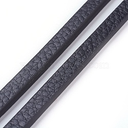 Microfiber PU Leather Cords, Flat, Black, 6x3mm, about 1.09 yards(1m)/strand(WL-F010-01A-6mm)