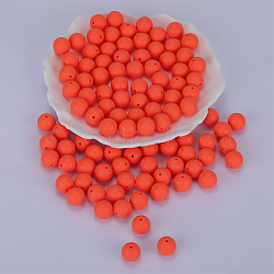 Round Silicone Focal Beads, Chewing Beads For Teethers, DIY Nursing Necklaces Making, Light Salmon, 15mm, Hole: 2mm(SI-JX0046A-135)