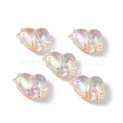 Transparent Acrylic Beads, AB Color Plated, Heart with Star, Bisque, 14.5x19.5x10mm, Hole: 2mm, 5pcs/bag(X-OACR-B005-01B)