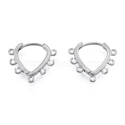 Tarnish Resistant 304 Stainless Steel Hoop Earrings Findings, with Horizontal Loops, Teardrop, Stainless Steel Color, 18x20x2mm, Hole: 1.2mm, Pin: 1mm(STAS-N092-192)