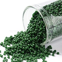 TOHO Round Seed Beads, Japanese Seed Beads, (47H) Opaque Pine Green, 11/0, 2.2mm, Hole: 0.8mm, about 1103pcs/10g(X-SEED-TR11-0047H)