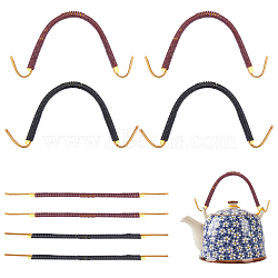 PandaHall Elite 8Pcs 2 Colors Plastic & Iron Teapot Handle, DIY Replacement Kung Fu Teapot Accessories Supplies, Mixed Color, 9x275x7mm, Hole: 1.8mm, 4pcs/color(FIND-PH0004-21)