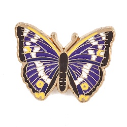 Butterfly Alloy Enamel Lapel Pin Backs, Gold, Indigo, 23x29mm(JEWB-P057-04B-G)