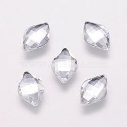 Taiwan Acrylic Rhinestone Cabochons, Back Plated, Flat Back and Faceted, Rhombus, Silver, 11x7x3mm(ACRT-G021-11mm-02)