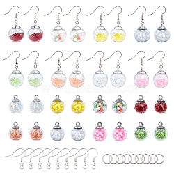 SUNNYCLUE DIY Dangle Earring Making, with Glass Ball Pendants and Brass Earring Hooks, Mixed Color, 21x15.5~16mm, Hole: 2mm, 32pcs/set(DIY-SC0001-10P)