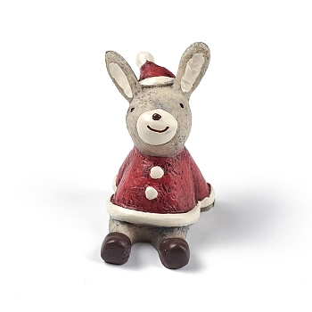 Christmas Theme Resin Display Decorations, for Home Office Tabletop Decoration, Rabbit, 40x31x40mm