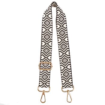 Two Tone Rhombus Pattern Polyester Braided Adjustable Bag Handles, with Iron Swivel Clasps, for Bag Straps Replacement Accessories, Black & White, 71.5~127x3.8cm