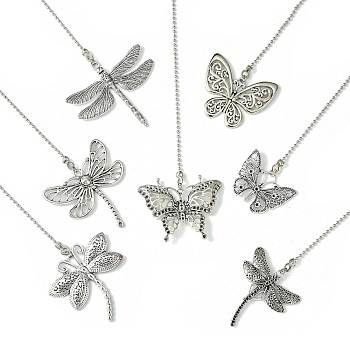 Tibetan Style Alloy Rhinestone Ceiling Fan Pull Chain Extenders, Butterfly & Dragonfly Pendant Decoration, with Iron Ball Chains, Antique Silver, 350~375mm, 8 style, 1pc/style, 8pcs/set