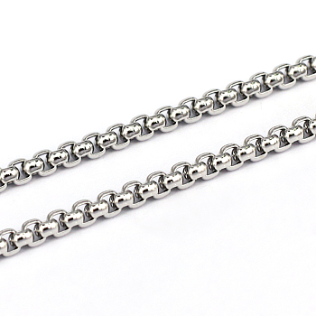 304 Stainless Steel Box Chains, Unwelded, Stainless Steel Color, 1.6x3mm