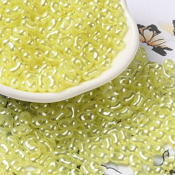 Opaque Acrylic Beads, Beans, Yellow, 6x3.5x3mm, Hole: 1.2mm, about 10000pcs/500g