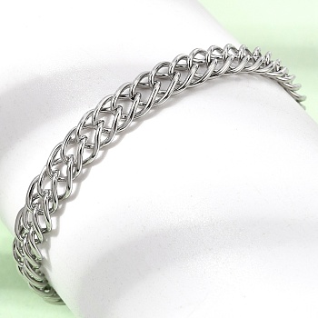 6.5MM 304 Stainless Steel Double Link Chain Bracelets for Women Men, Tarnish Free, Stainless Steel Color, 6.77 inch(17.2cm)