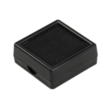 Plastic Jewelry Set Boxes, with Velvet Inside, Square, Black, 40x40x15mm