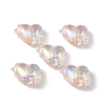 Transparent Acrylic Beads, AB Color Plated, Heart with Star, Bisque, 14.5x19.5x10mm, Hole: 2mm, 5pcs/bag