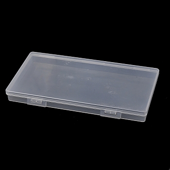 (Defective Closeout Sale: Scratched) Transparent Plastic Bead Containers, with Hinged Lids, for Beads and More, Rectangle, Clear, 18.5x9.5x1.8cm