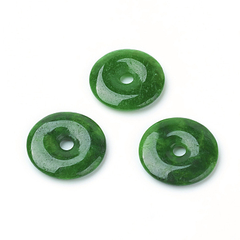 Natural Myanmar Jade/Burmese Jade Pendants, Dyed, Donut/Pi Disc, Width: 7.5mm, 17~18x3~4mm, Hole: 3mm