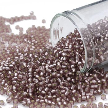 TOHO Round Seed Beads, Japanese Seed Beads, (26F) Silver Lined Frost Light Amethyst, 11/0, 2.2mm, Hole: 0.8mm, about 1110pcs/bottle, 10g/bottle