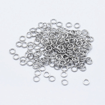 Electroplated Stainless Steel Open Jump Ring, Long-Lasting Plated, Ring, Nickel Free, Real Platinum Plated, 26 Gauge, 3x0.4mm, Inner Diameter: 2.2mm, about 5300pcs/bag