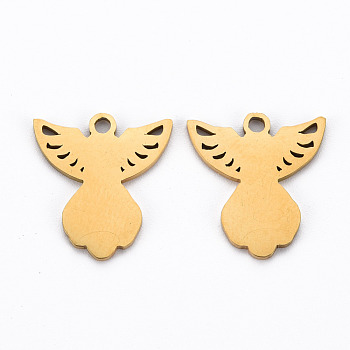 Ion Plating(IP) 201 Stainless Steel Pendants, Cut, Fairy, Golden, 17.5x16x1mm, Hole: 1.8mm