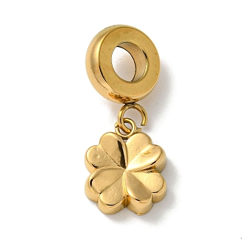 Ion Plating(IP) 304 Stainless Steel European Dangle Charms, Flower Large Hole Pendants, Golden, 22mm, Hole: 4.5mm, Flower: 11x9x3mm