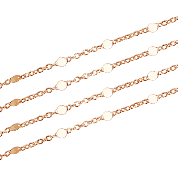3.28 Feet Brass Link Chains, Cable Chains, Soldered, with Flat Round Link, Real 18K Gold Plated, 1.5x1x0.3mm