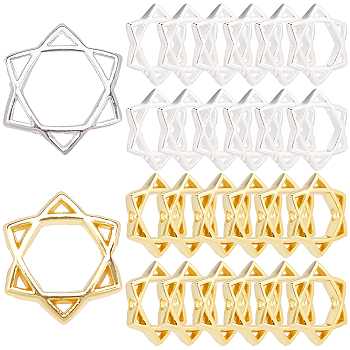 50Pcs Long-Lasting Plated Alloy Bead Frame, for Jewish, Star of David, Mixed Color, 11x11x2.5mm, Hole: 1mm