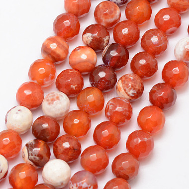 10mm Coral Round Fire Agate Beads