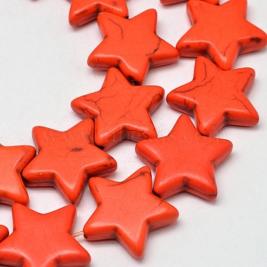 Orange Red Star Synthetic Turquoise Beads