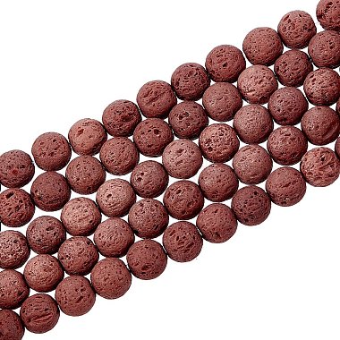 8mm CoconutBrown Round Lava Beads