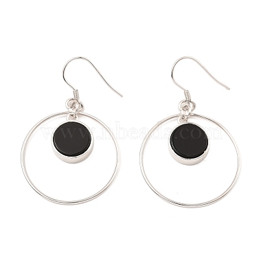 Flat Round Obsidian Earrings