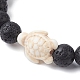 Natural Lava Rock Round & Synthetic Turquoise Turtle Beaded Stretch Bracelet for Women(BJEW-JB09700-04)-3